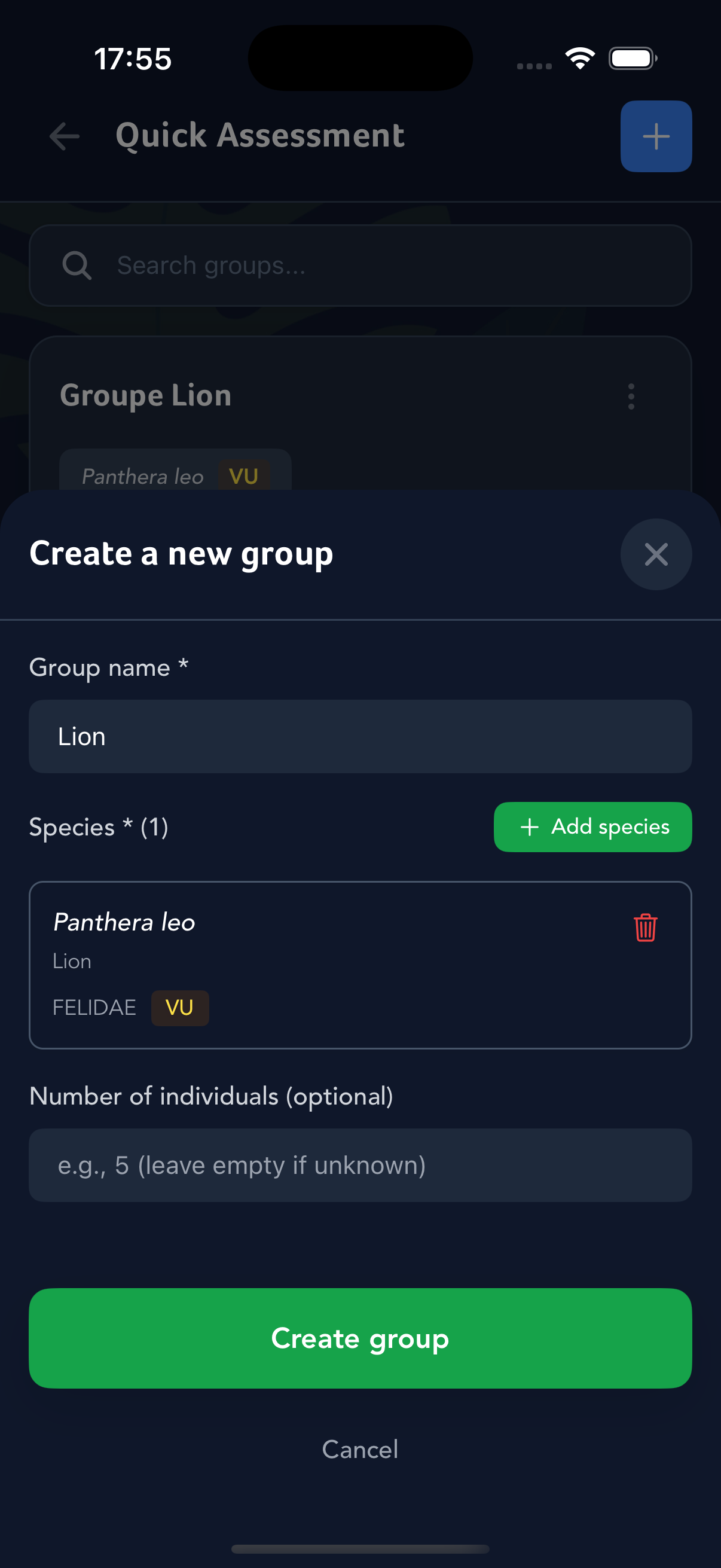 Créer des groupes par taxon