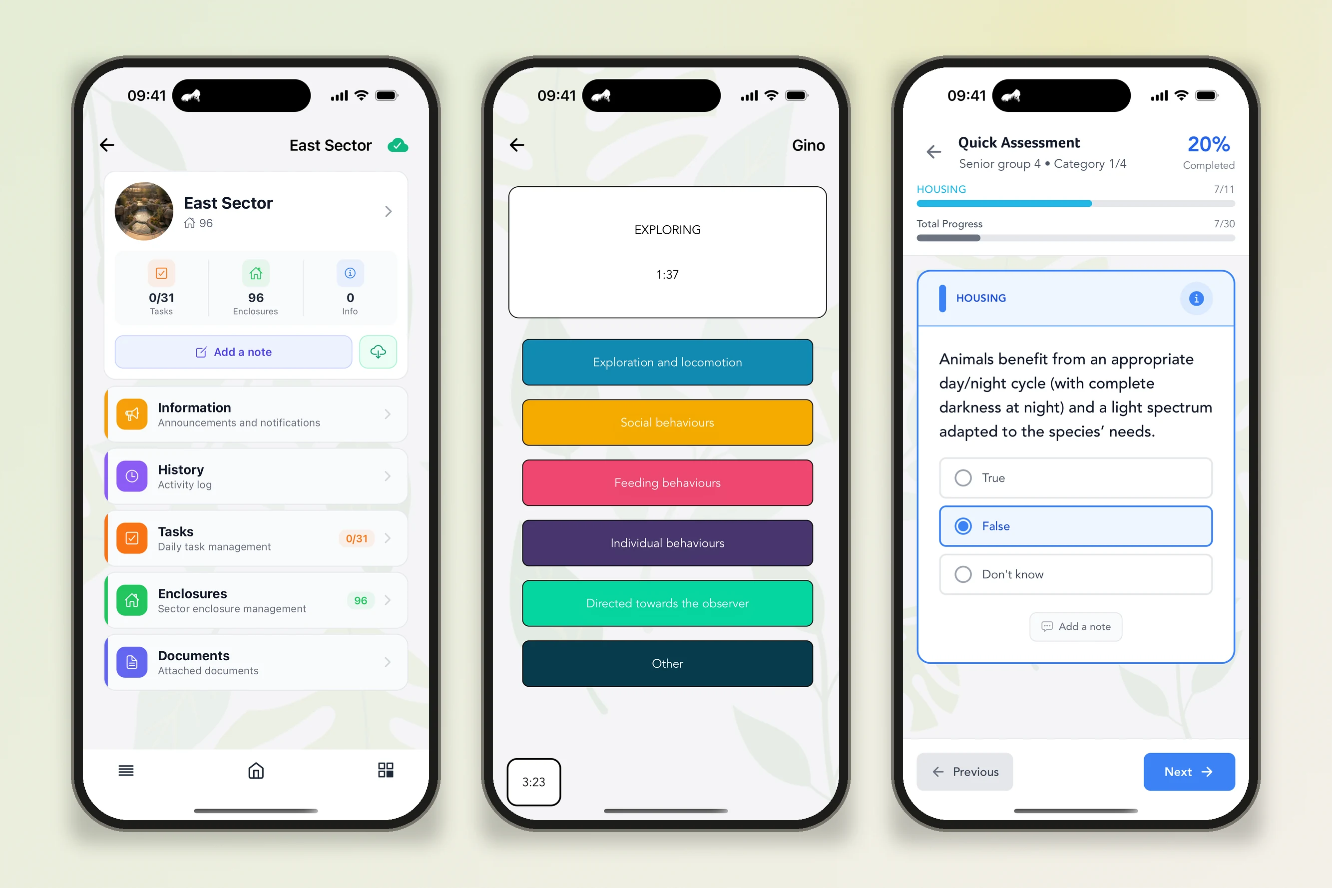 Mobile application screenshot showing data collection and resource center.